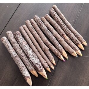 Branch Colored Pencils Set Of 8 - Natural Wood Art Class Drawing Coloring